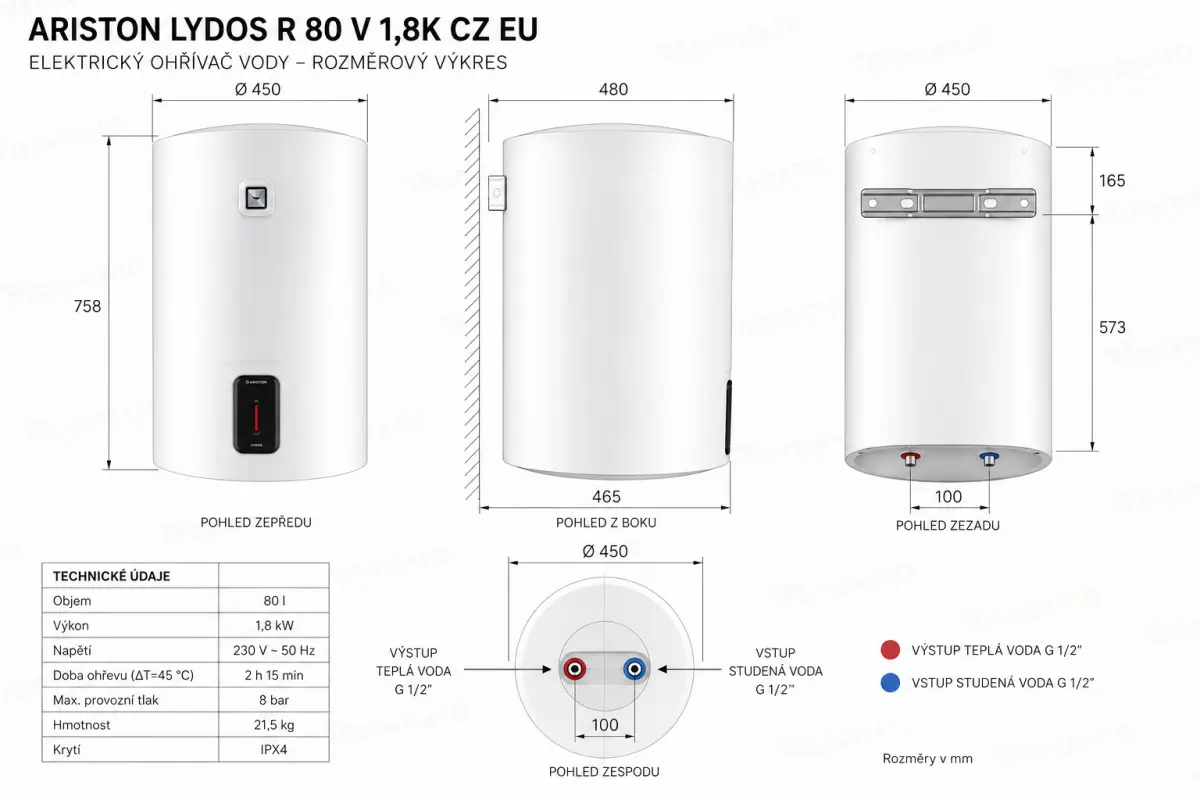 Rozměrový výkres - Ariston Lydos R 80 V 1,8K CZ EU.png