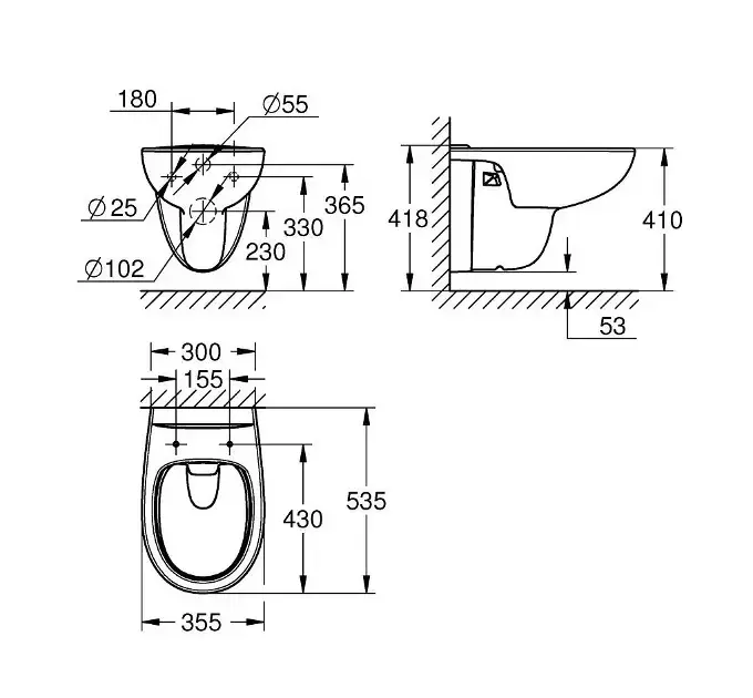 Závěsné WC, Rimless, alpská bílá
