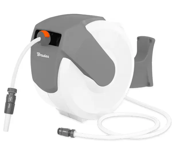 Bradas Naviják na hadice Automatic, 20m hadice, 1/2", White Line, otočný 180°, s rukojetí