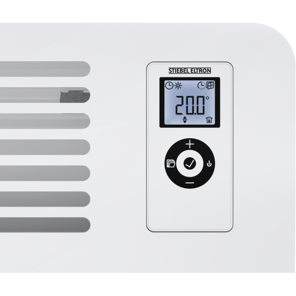 Detail ovládacího displeje přímotopu Stiebel Eltron CON Premium