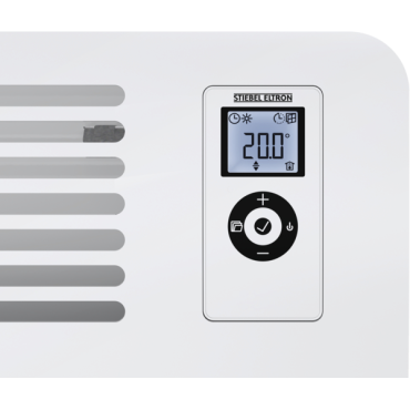 Detail ovládacího displeje přímotopu Stiebel Eltron CON Premium