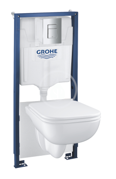 Sada pro závěsné WC + klozet a sedátko softclose Ideal Standard Tesi - sada s tlačítkem Sigma20, bílá/lesklý chrom/bílá