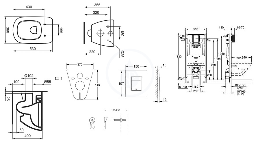 Sada pro závěsné WC + klozet a sedátko softclose Ideal Standard Tesi