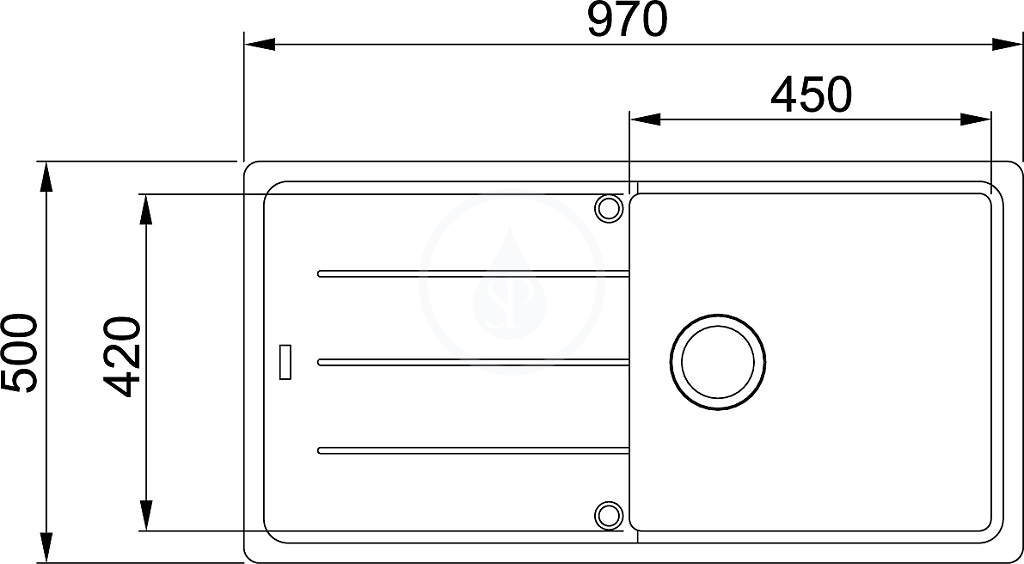 Fragranitový dřez BFG 611-62, 620x500 mm, bílá-led