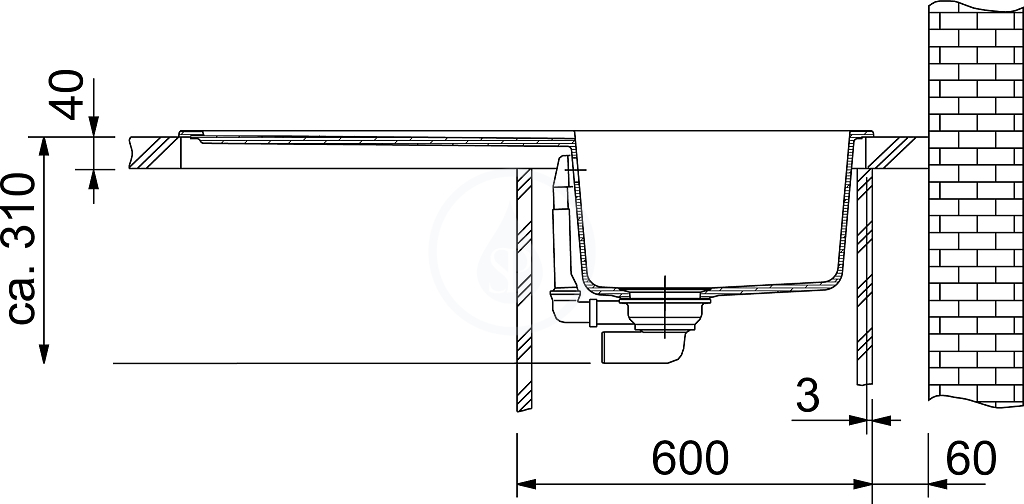 Fragranitový dřez BFG 611-62, 620x500 mm, bílá-led