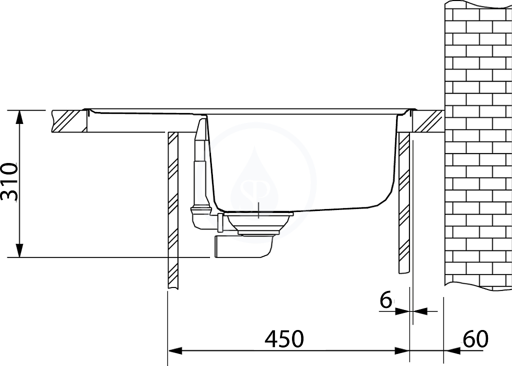 Fragranitový dřez BFG 611-62, 620x500 mm, šedý kámen