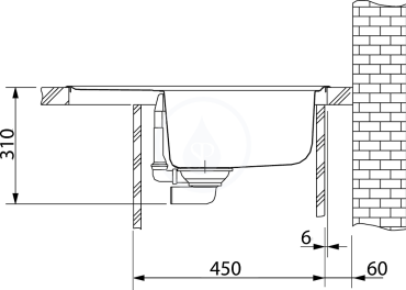 Fragranitový dřez BFG 611-62, 620x500 mm, šedý kámen