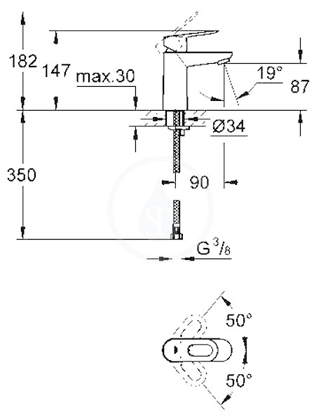 Páková umyvadlová baterie, chrom