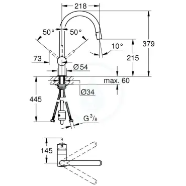 Dřezová baterie s výsuvnou sprškou, kartáčovaný Hard Graphite