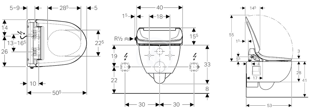 Elektronický bidet 4000 s keramikou, Rimfree, SoftClosing, alpská bílá