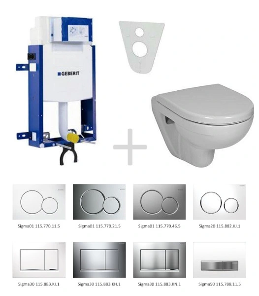 Geberit Kombifix Sada pro závěsné WC 110.302.00.5 NL + klozet a sedátko JIKA LYRA - sada s tlačítkem Sigma01, bílé 110.302.00.5 NL1