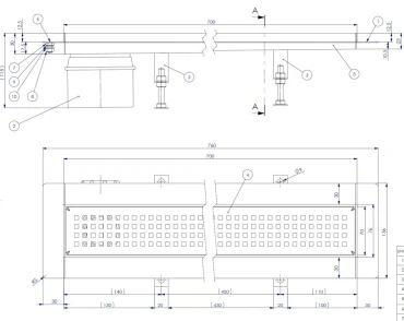 Nerezový sprchový žlab - 700 mm - komplet