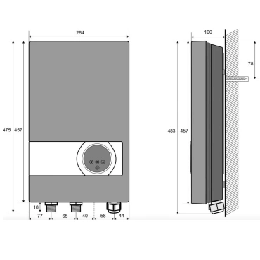 Hakl 3F-V 5-15kW, elektrický průtokový ohřívač vody, tlakový, 15 kW, 3 x 230V, 3x25A