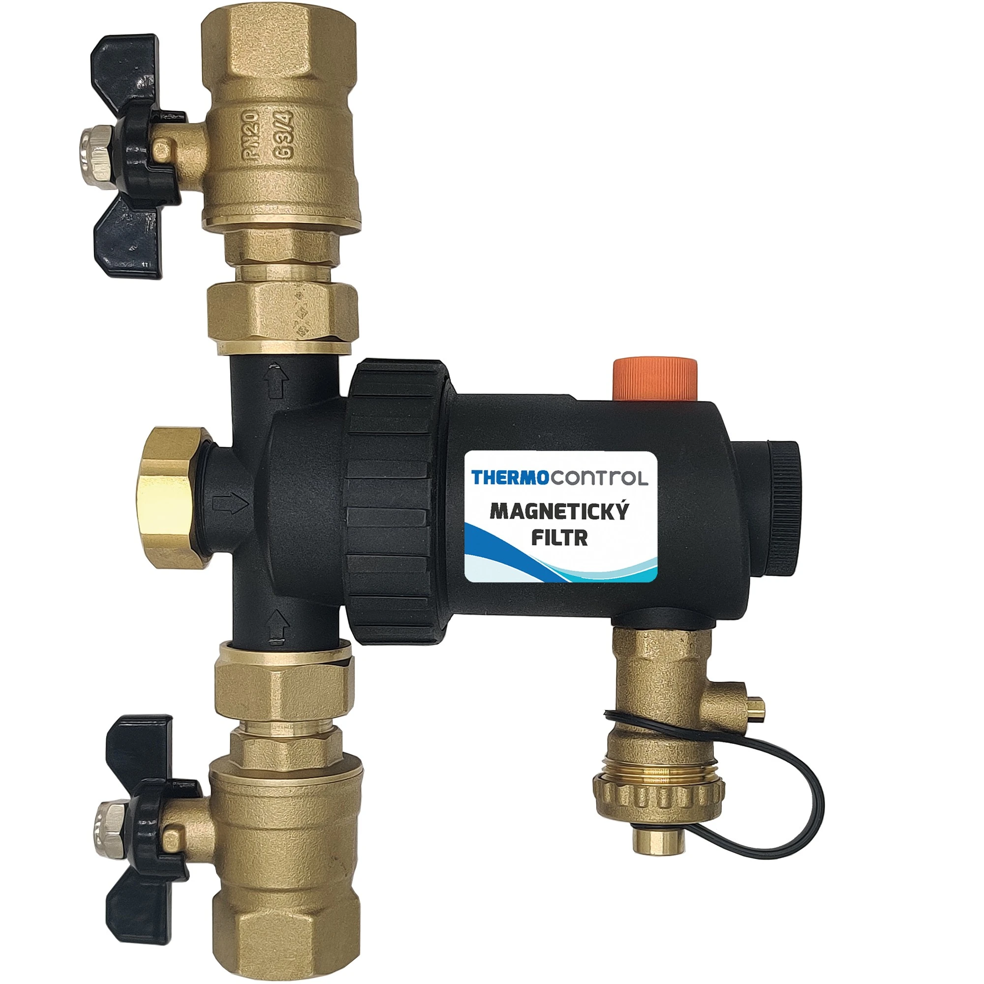 Thermocontrol TC MF03, magnetický filtr, 3/4", černý, přímý i rohový, univerzální