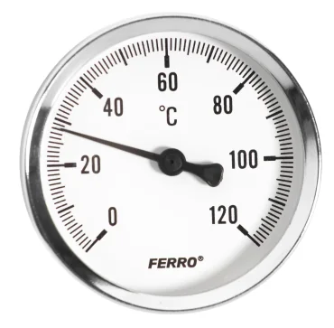 Teploměr 80mm, 1/2" jímka, 0-120°, axiální, T80120A
