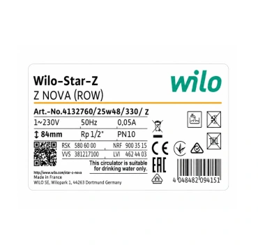 Wilo Star, Z NOVA, Čerpadlo, cirkulační, 230V, 4132760