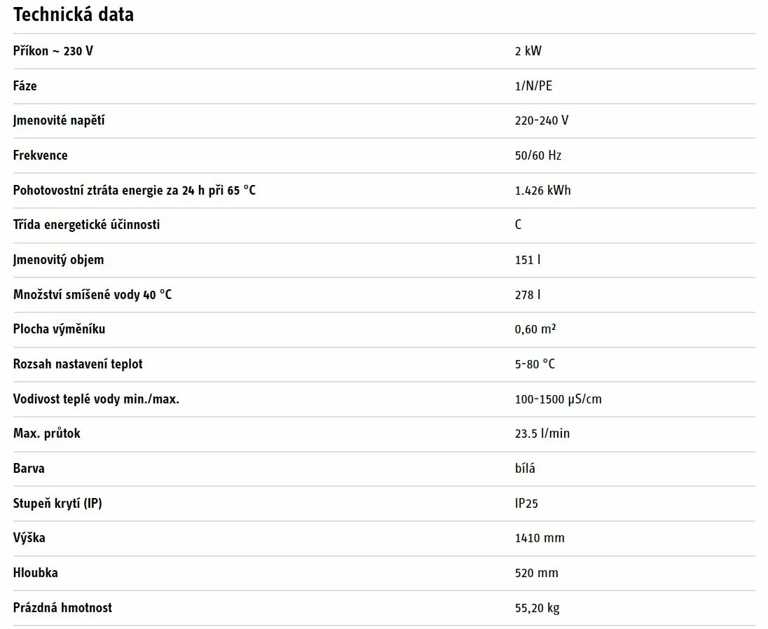 Technická data